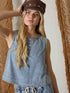 BACK BUTTON DENIM TOP