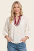PLAID COLLAR ACCENT TOP