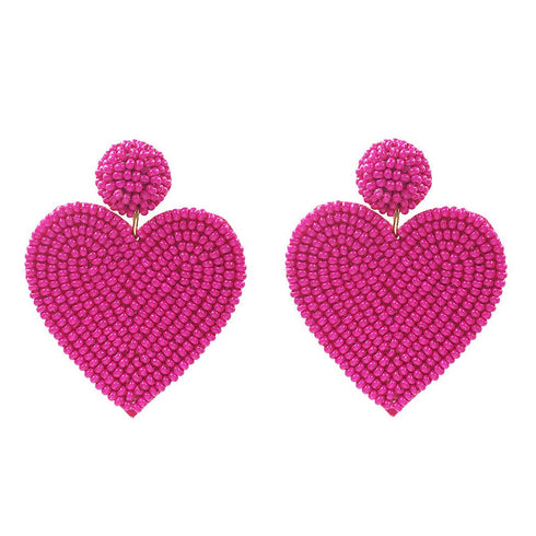 Seed Bead Heart Valentine's Day Post Earrings