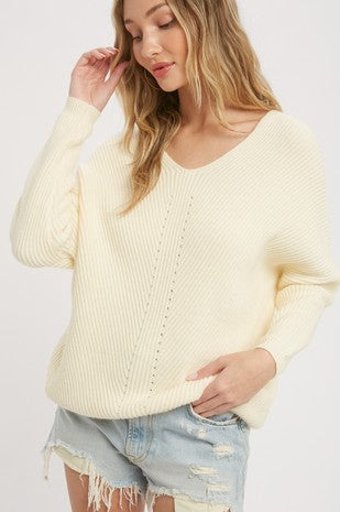 POINTELLE RIB V-NECK PULLOVER