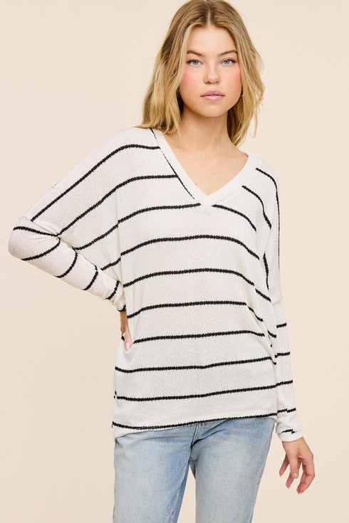 NESSA V STRIPE TOP