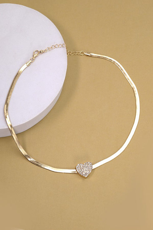 HERRINGBONE HEART NEKLACE