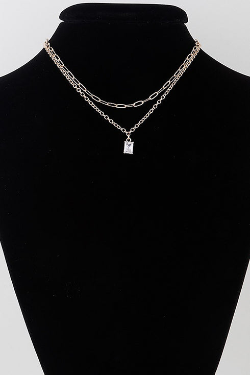 DOUBLE CRYSTAL CHAIN NECKLACE