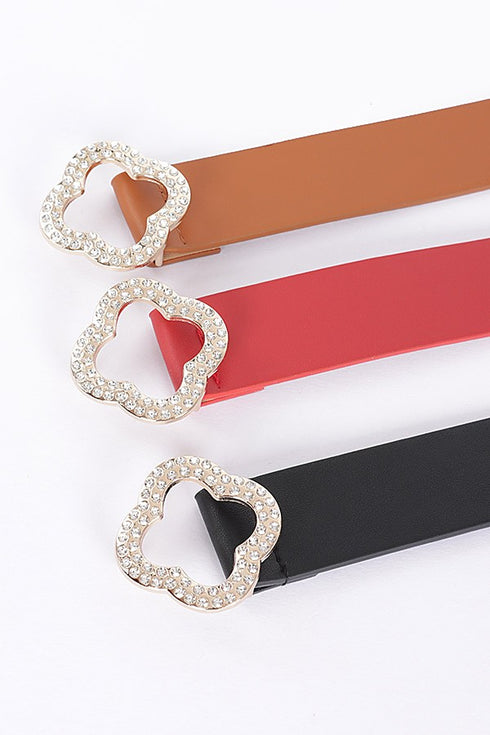 RHINESTONE CLOVER BELT