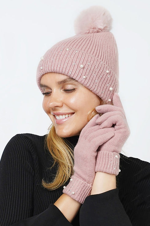 PEARL HAT & GLOVE SET