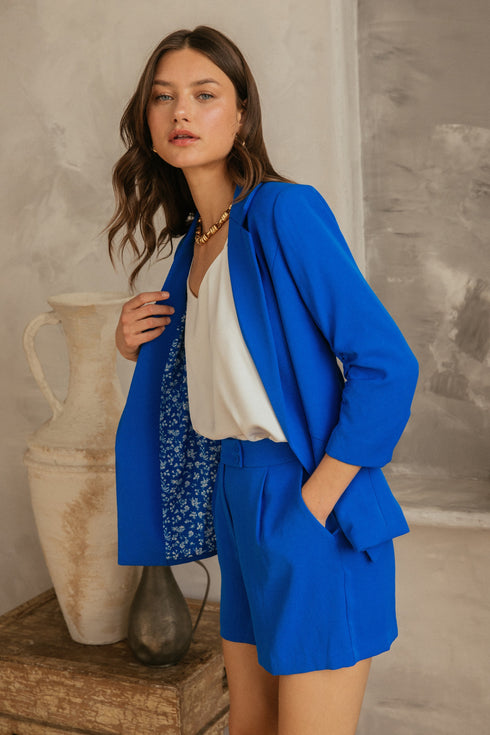 RACHEL SHIRRED SLEEVE BLAZER