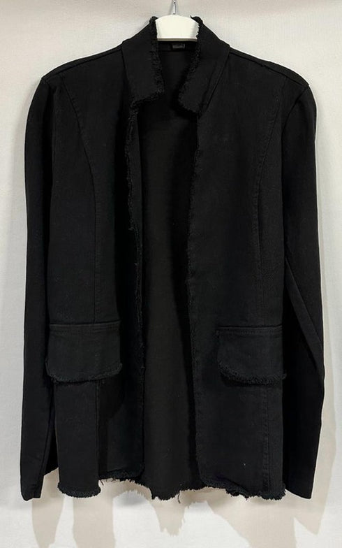 DENIM FRINGE HEM JACKET