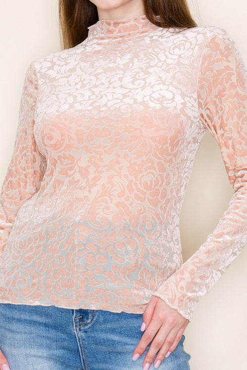 VELOUR FLORAL PRINT TOP