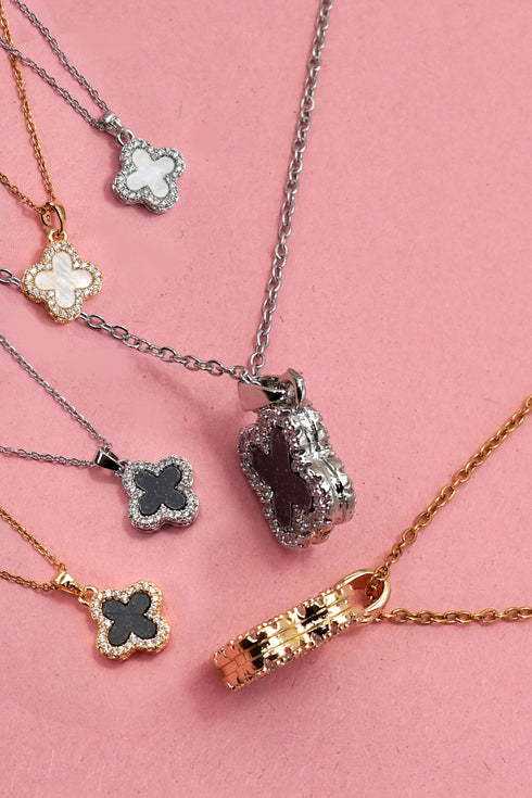 18K SS CLOVER NECKLACE