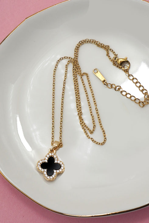 18K SS CLOVER NECKLACE