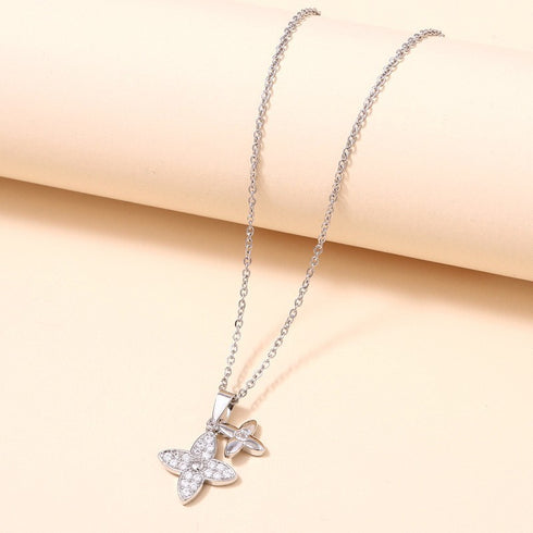 18K SS CLOVER NECKLACE