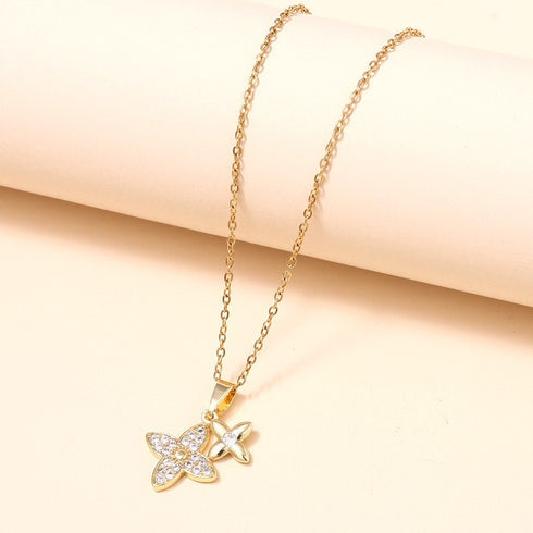 18K SS CLOVER NECKLACE