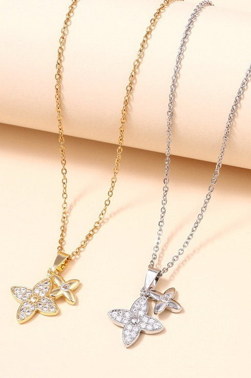 18K SS CLOVER NECKLACE
