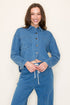 TERRY CROP DENIM TOP