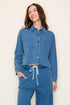 TERRY CROP DENIM TOP