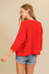 COZY CABLE CROP SLEEVE TOP