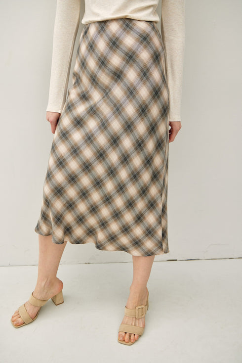 TARTAN PLAID MIDI SKIRT