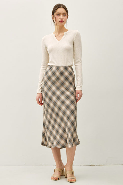 TARTAN PLAID MIDI SKIRT