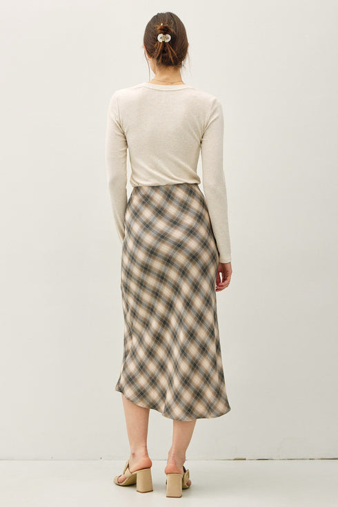 TARTAN PLAID MIDI SKIRT