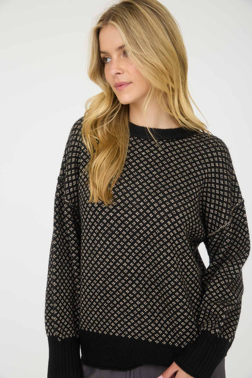 JACQUARD CREW NECK SWEATER