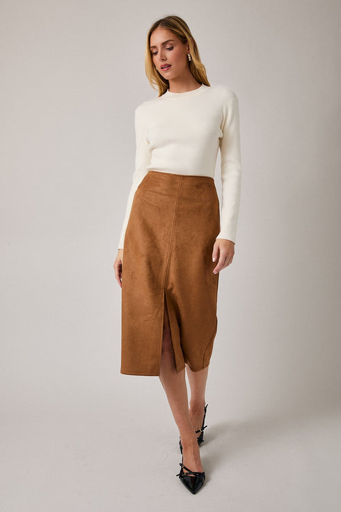 MIDI SUEDE SKIRT
