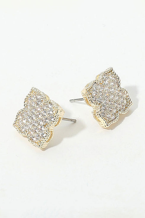 14K PLATED PAVE CLOVER