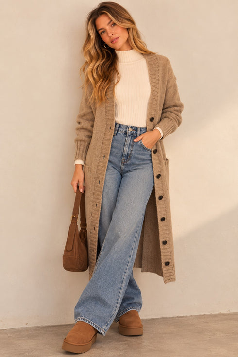 CLASSIC BUTTON LONGLINE CARDIGAN