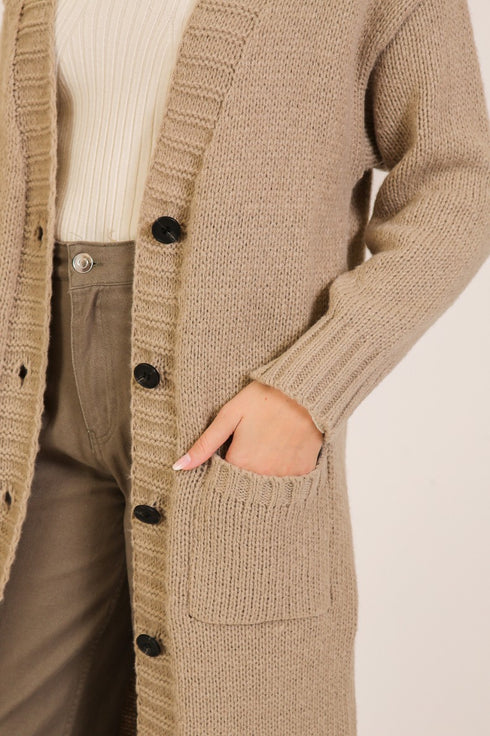 CLASSIC BUTTON LONGLINE CARDIGAN
