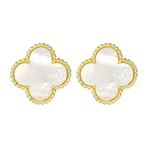 MOTHER OF PEARL CLOVER STUDS