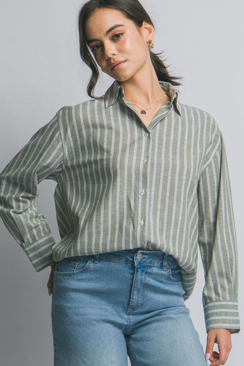 EMERSON STRIPE BUTTON TOP
