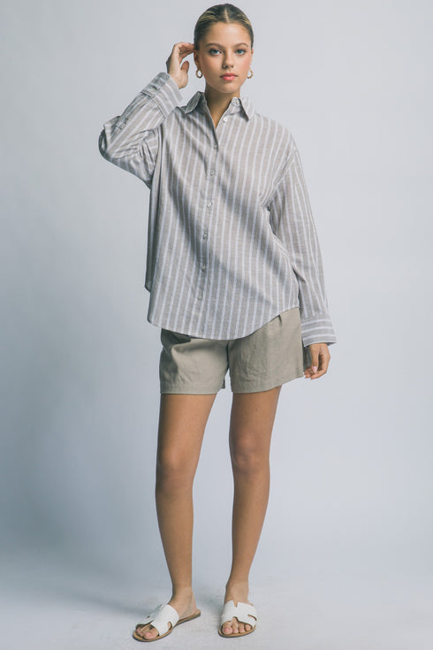 EMERSON STRIPE BUTTON TOP