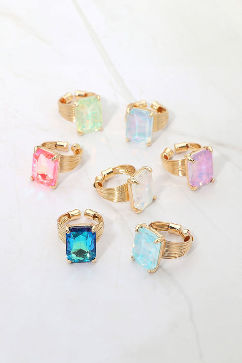 EMERALD CUT ADJUSTABLE RING