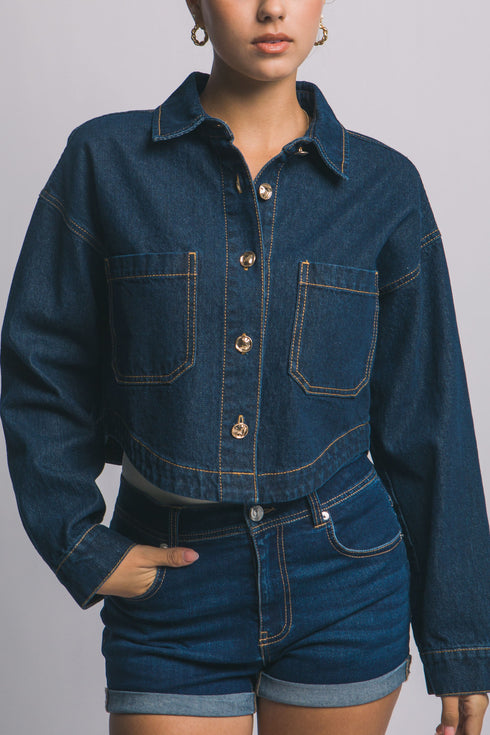 CROP DENIM TOP