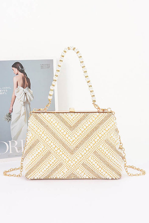 RHINESTONE AND PEARL CLUTCH