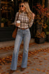 PLAID MESH ROUCHED TOP