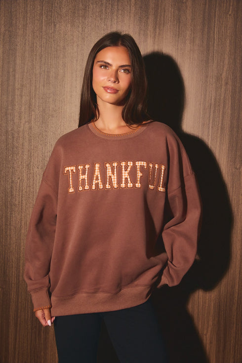 PLAID THANKFUL SWEATSHIRT
