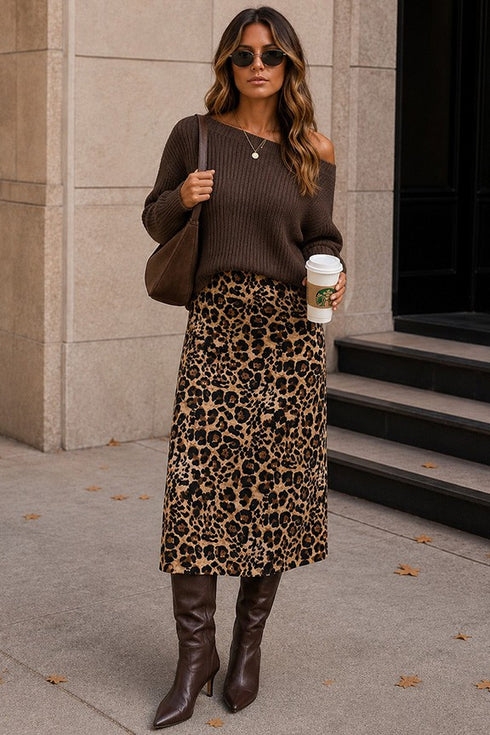 LEOPARD SATIN MIDI