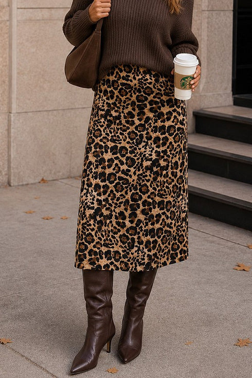 LEOPARD SATIN MIDI