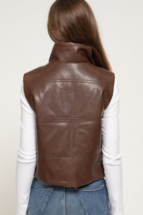 WASH EFFECT FAUX LEATHER VEST