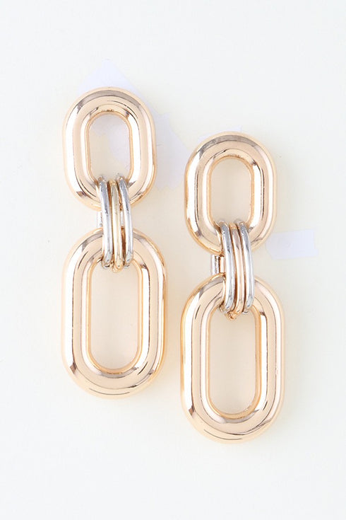 TWO TONE CHAIN LINK EARRINGS