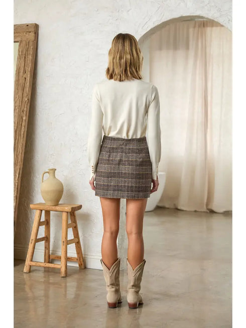 PLEATED PLAID MINI SKIRT
