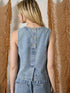 BACK BUTTON DENIM TOP