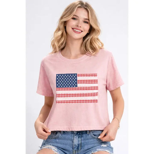CHECKERED FLAG CROPPED TEE