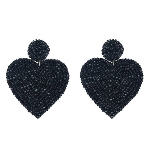Seed Bead Heart Valentine's Day Post Earrings