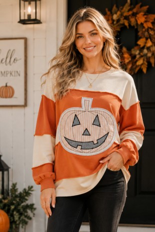 PUMPKIN APPLIQUE PULLOVER