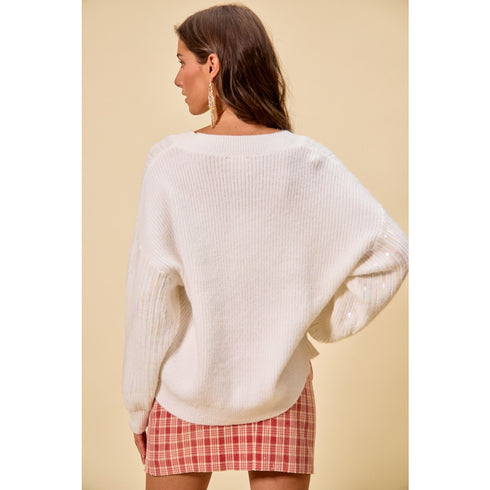 FESTIVE FROST V NECK SWEATER