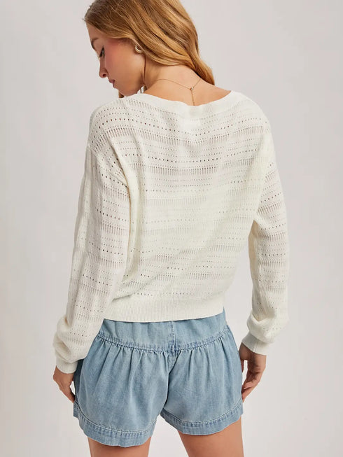 OPEN KNIT PULLOVER TOP