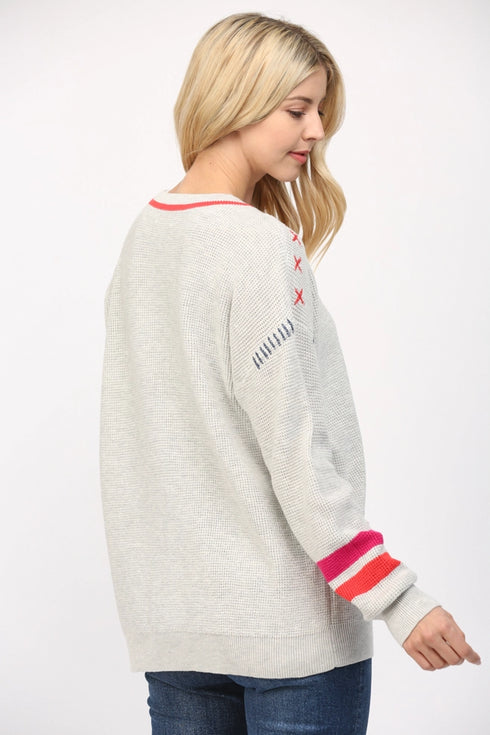 HEART EMBROIDERED CARDI