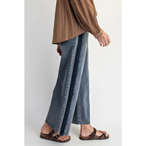 CONTRAST WIDE LEG JEAN