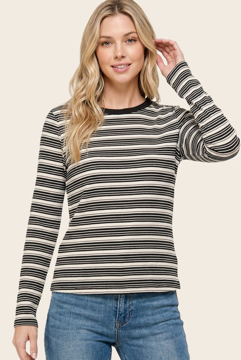 STRIPE CREW NECK LONG SLEEVE